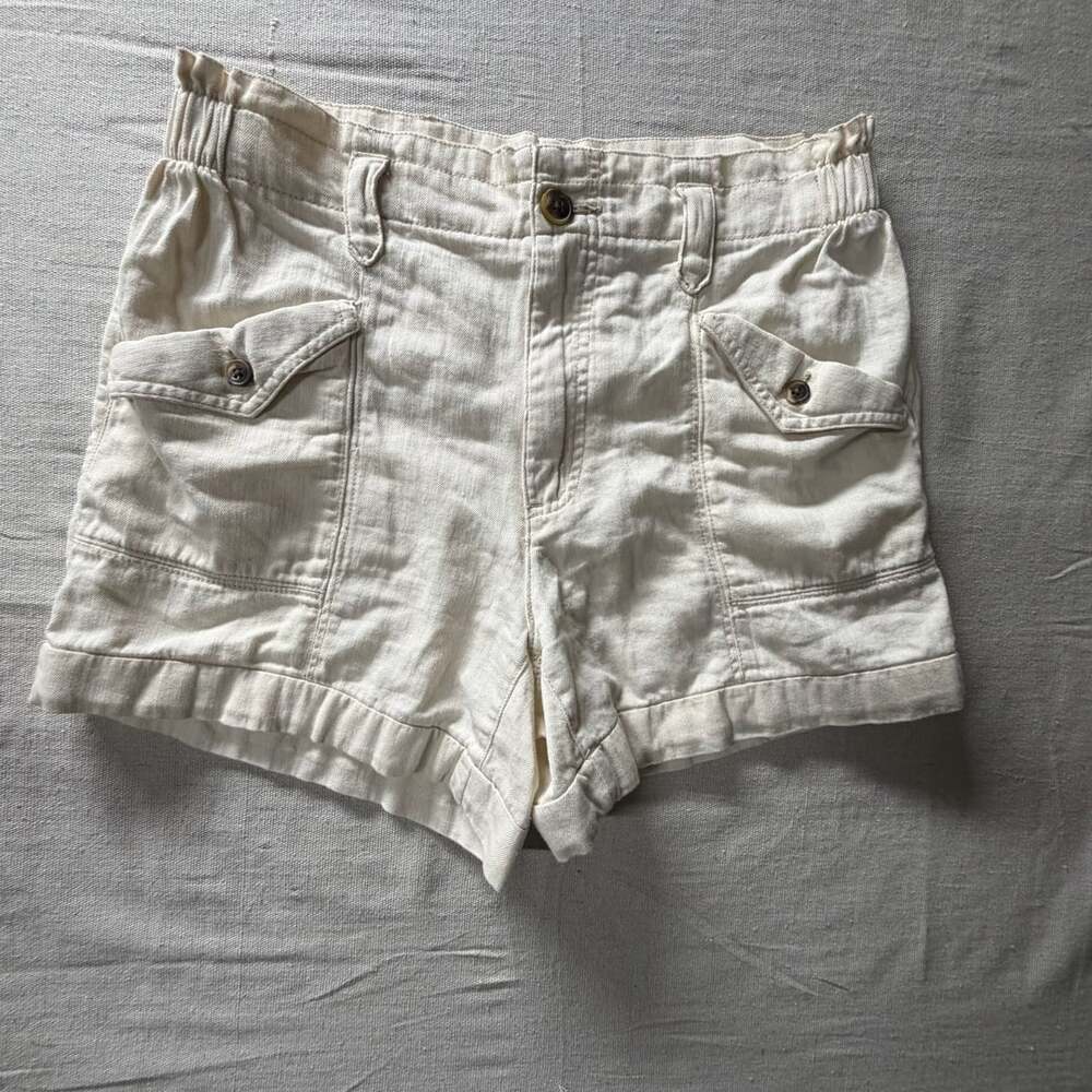 Old Navy Utility Cargo Shorts Size S Beige Paperbag Waist